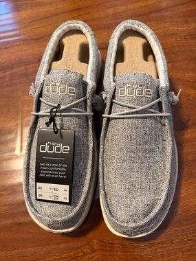 Hey Dude Men's Grey Knit Slip-On Loafers